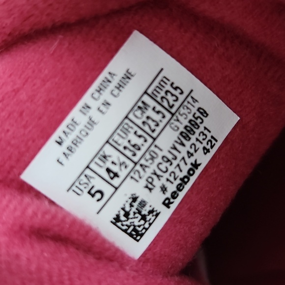 Reebok Cardi B ( US5 GS-US 6.5 W) PINK - Picture 6 of 6